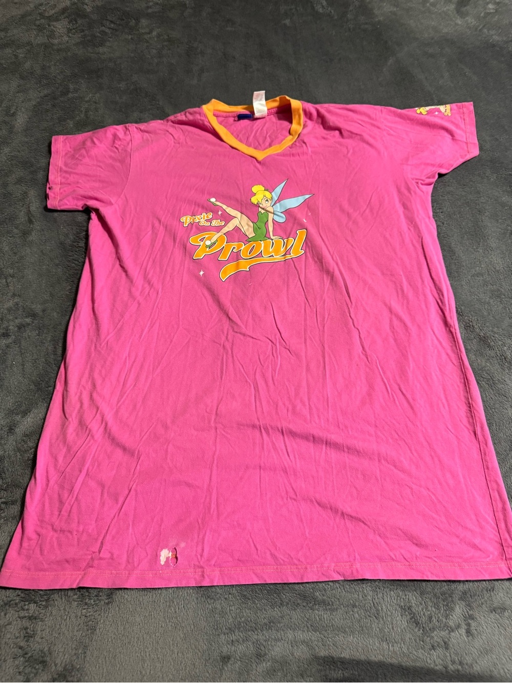 Vintage Pink Disney Tinkerbell Sleep Tee Pixie On The Prowl One Size Fits Most